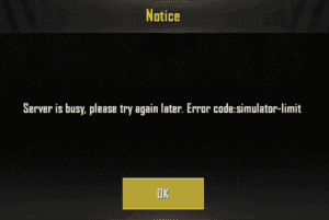 Код ошибки simulator limit pubg mobile lite