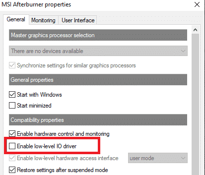 low level IO driver msi afterburner