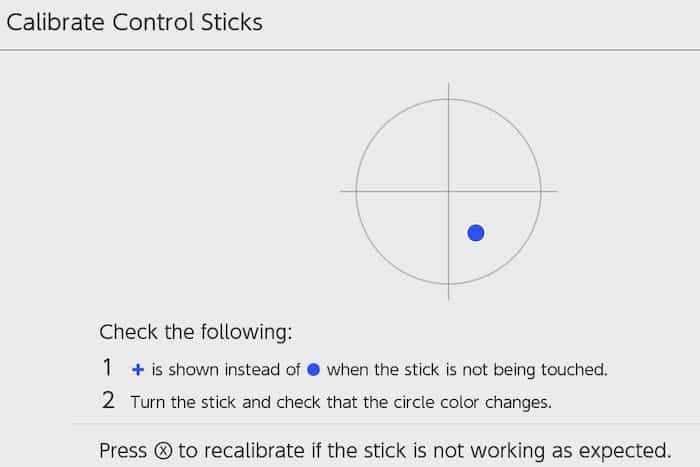 calibrate control sticks joy-con