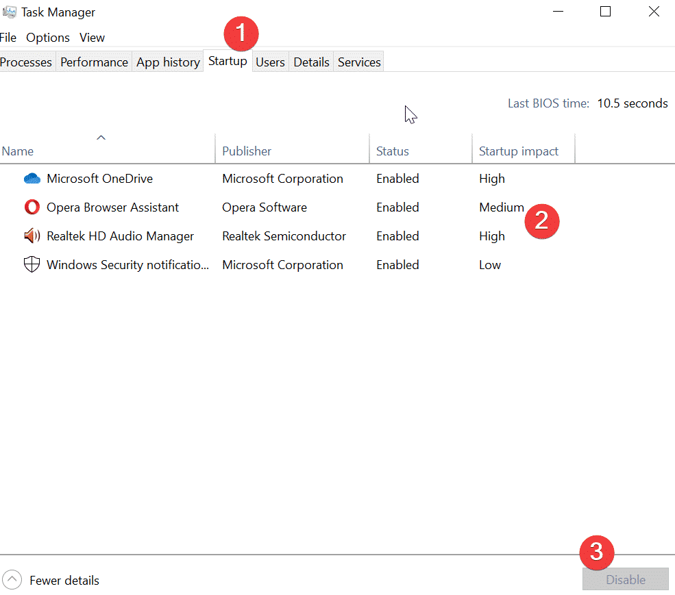 disable startup items task manager