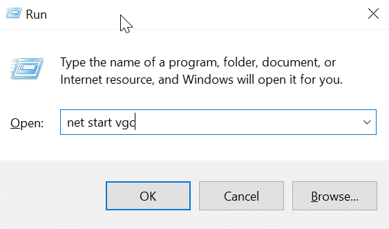 net start vgc command windows 10