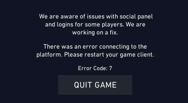 valorant error 7 Couldn't connect to session service.