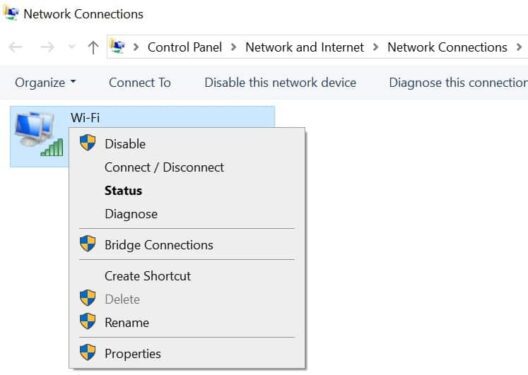 wifi properties pc