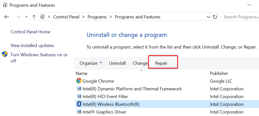 control panel repair program