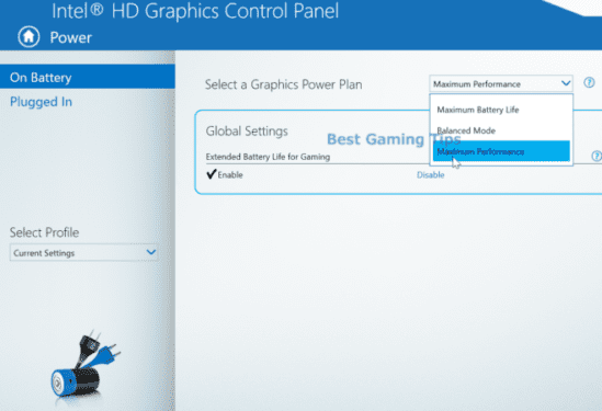 intel graphics settings maximum performance