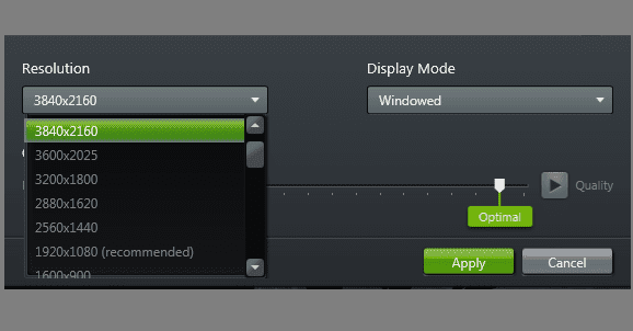 nvidia display mode windowed