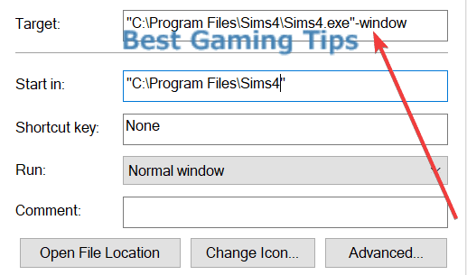 play sims 4 windowed mode