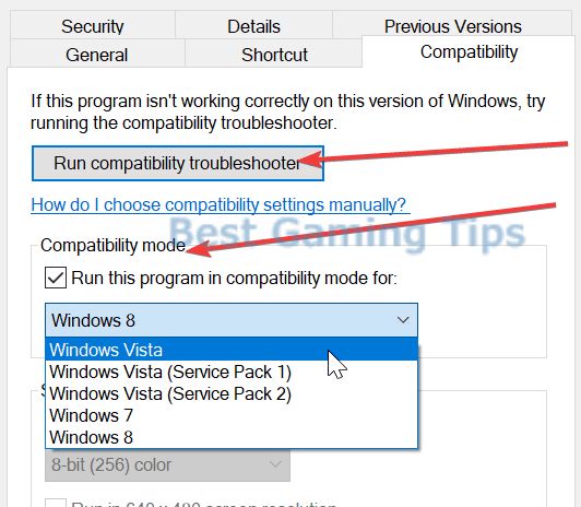 run program compatibility mode