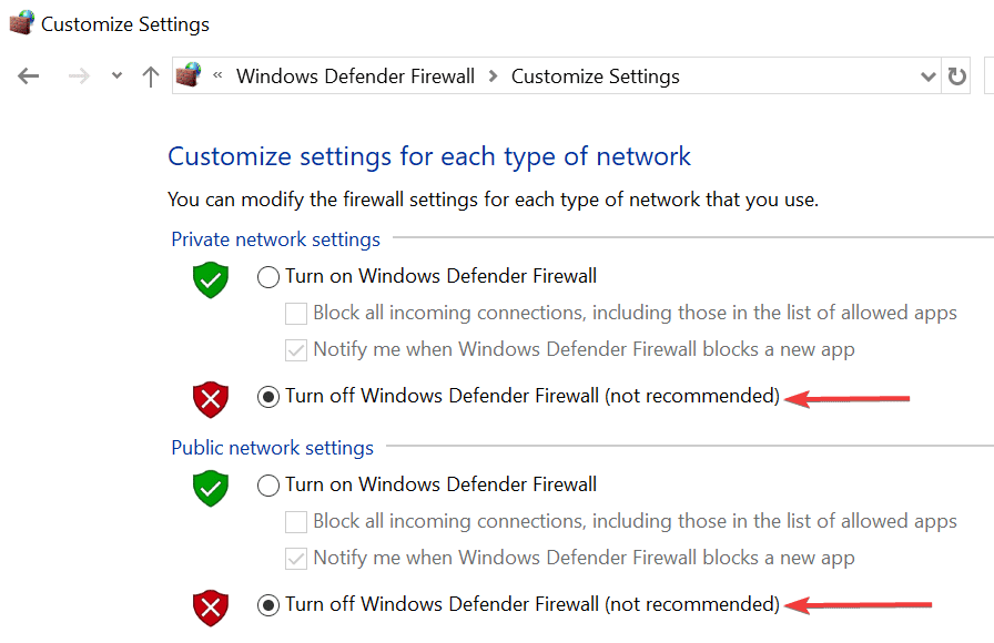 disable windows firewall