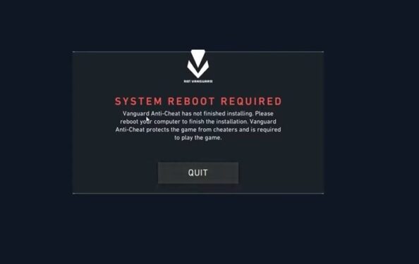 vanguard system reboot required fix