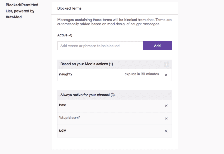 How to Blacklist Words in Twitch Chat