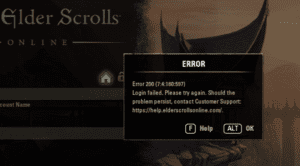 fix Elder Scrolls Online Error 200