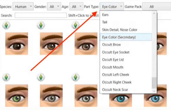eye color options sims 4 studio