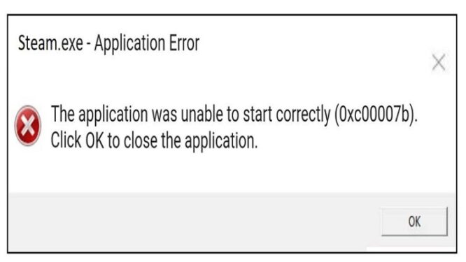 fix Steam Error 0xc00007b Application Unable to Start Correctly