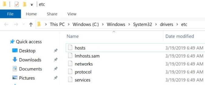 hosts file windows 10