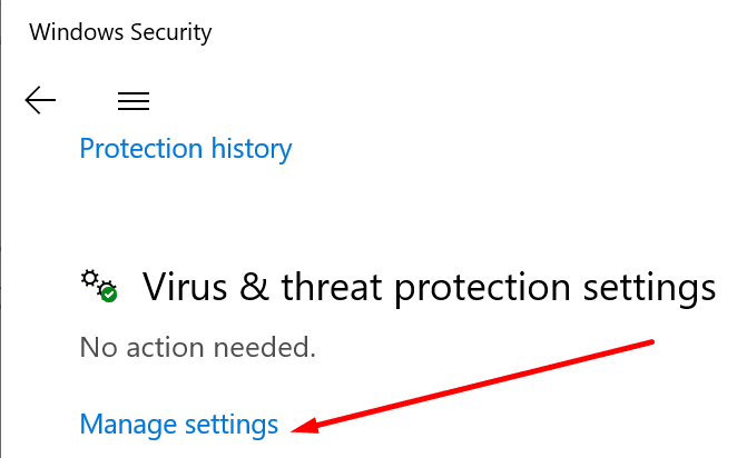 windows 10 manage virus and threat protection settings