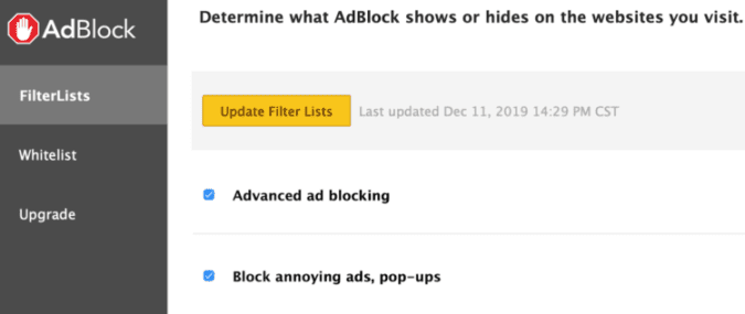 Fanboy’s Annoyance List AdBlock settings
