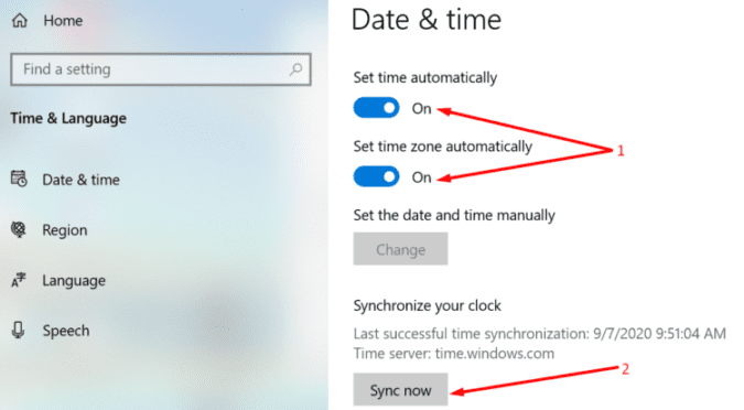 date time settings windows 10 OS