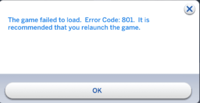 fix sims 4 error code 801 game failed to load