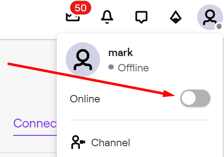twitch online offline status