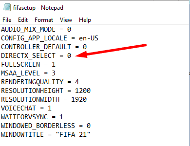 FIFA setup text file
