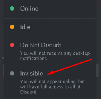 invisible status discord