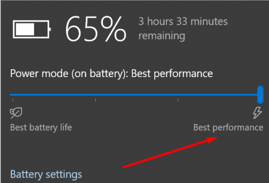 best performance battery power settings