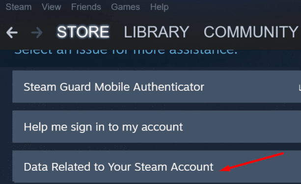 data related to your steam account