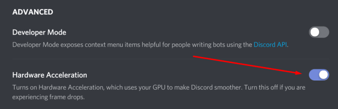 turn off hardware acceleration discord
