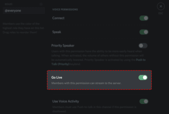 discord go live settings