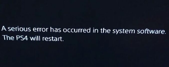 ps4 serious error occurred in system software