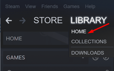 go to steam library home