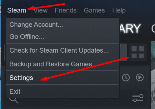 go to steam settings