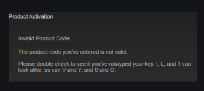 fix steam invalid product code