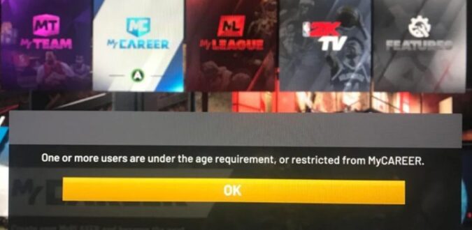 nba 2k your user account is under the age requirement