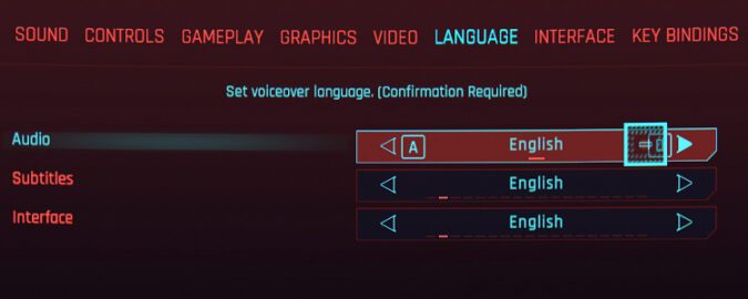 cyberpunk change language settings