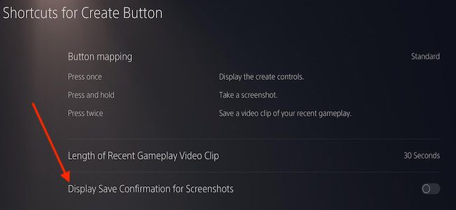 turn off screenshot confirmation PS5
