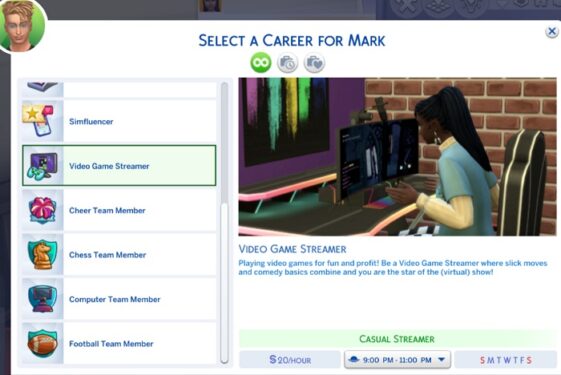 Sims-4-select-video-game-streamer-career