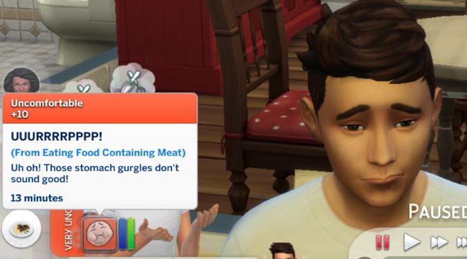 Sims 4 Uncomfortable from eating meat