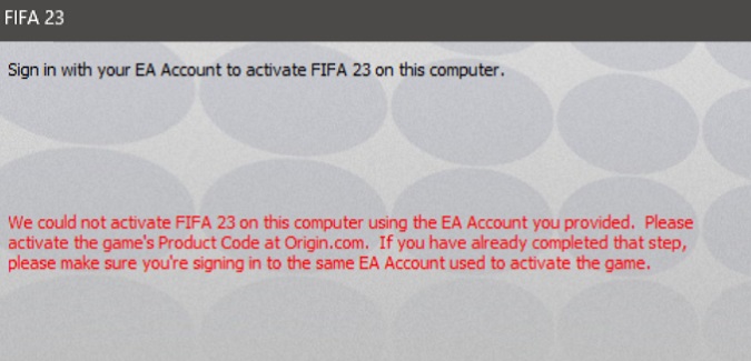 Fifa 23 activation is required in origin bought from steam Fixed