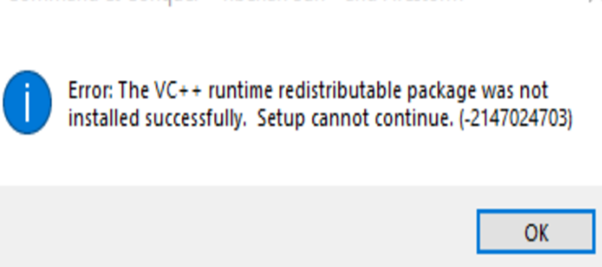 Redistributable-Package-Not-Installed-Successfully