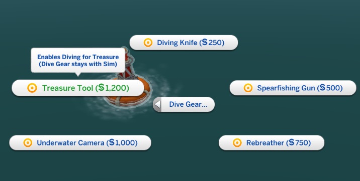 Sims 4 Treasure Tool diving gear