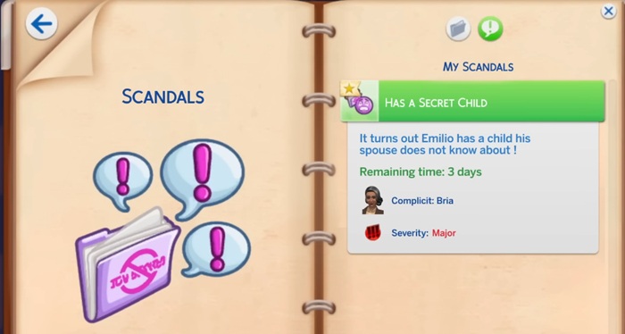 Sims 4 scandal notebook